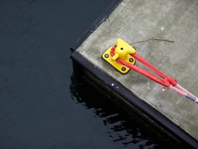 Close-up of docked mooring lines on Cerato Terminal LLCs bunker ship Vingaren